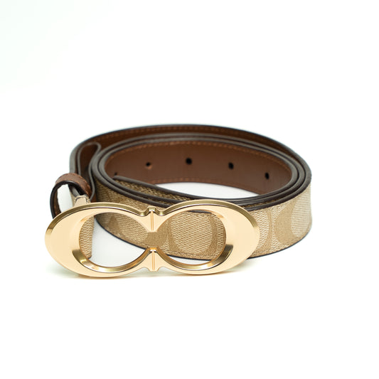 Coach Signature Coated Canvas & Saddle Calfskin Reversible Belt