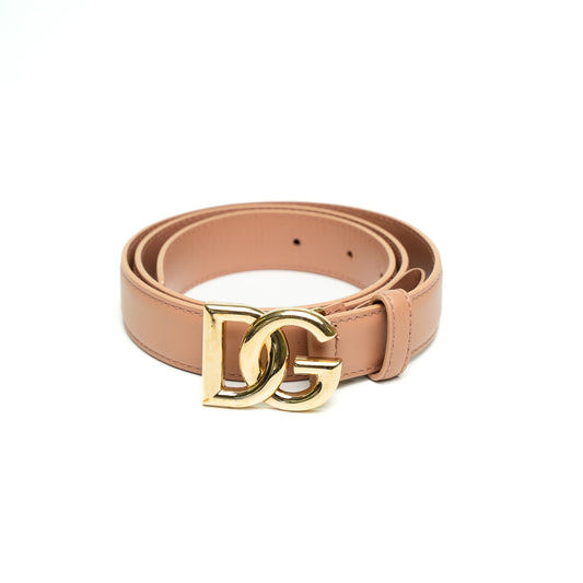 Dolce & Gabbana Beige Gold DG Buckle Belt