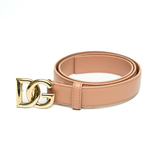 Dolce & Gabbana Beige Gold DG Buckle Belt