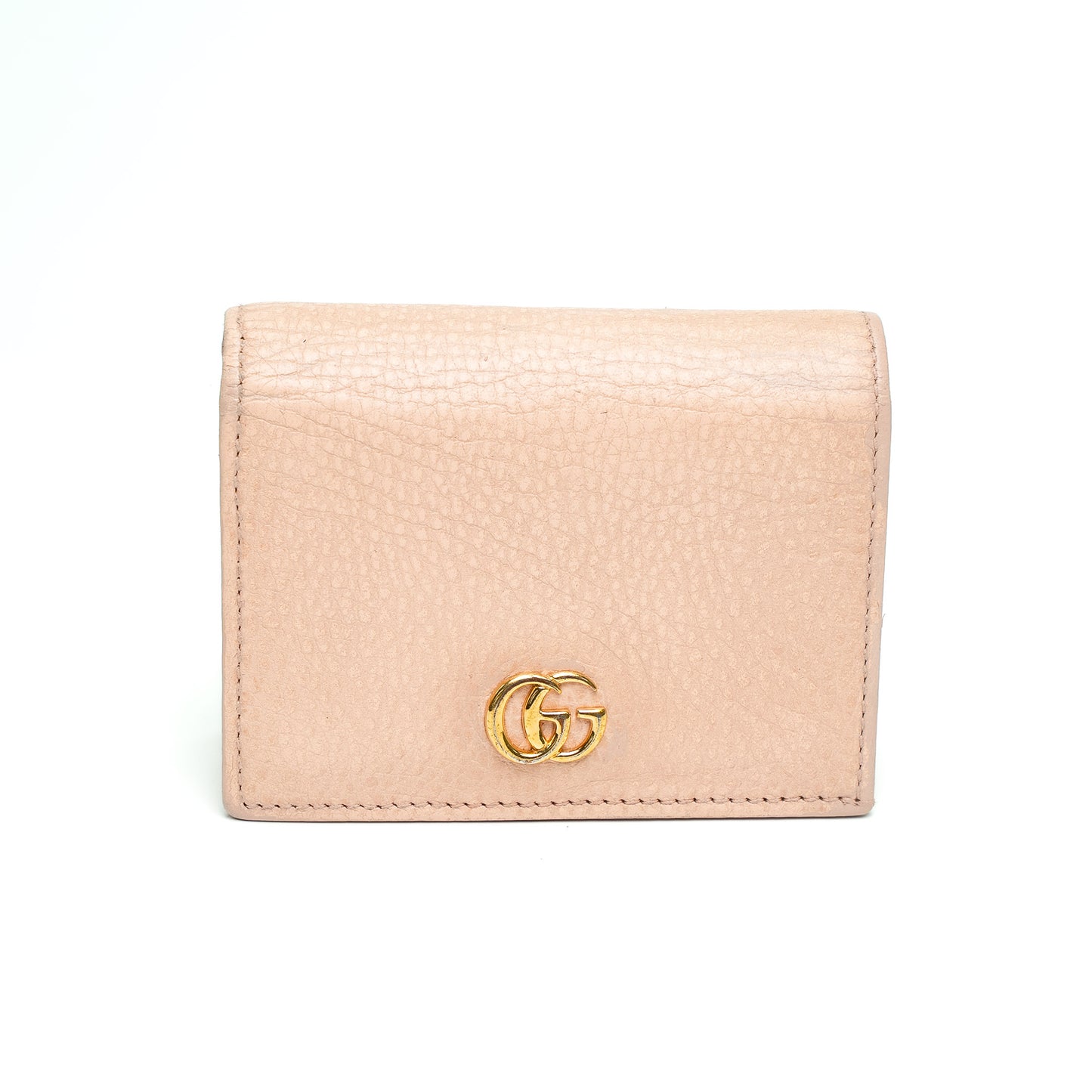 Gucci GG Pebbled Leather Nude Pink Bifold Wallet