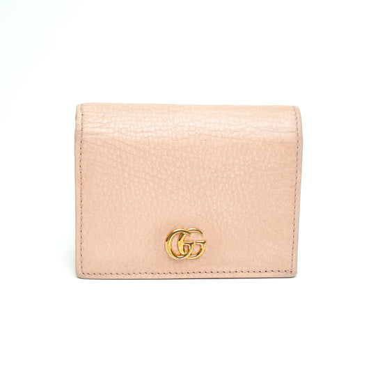 Gucci GG Pebbled Leather Nude Pink Bifold Wallet