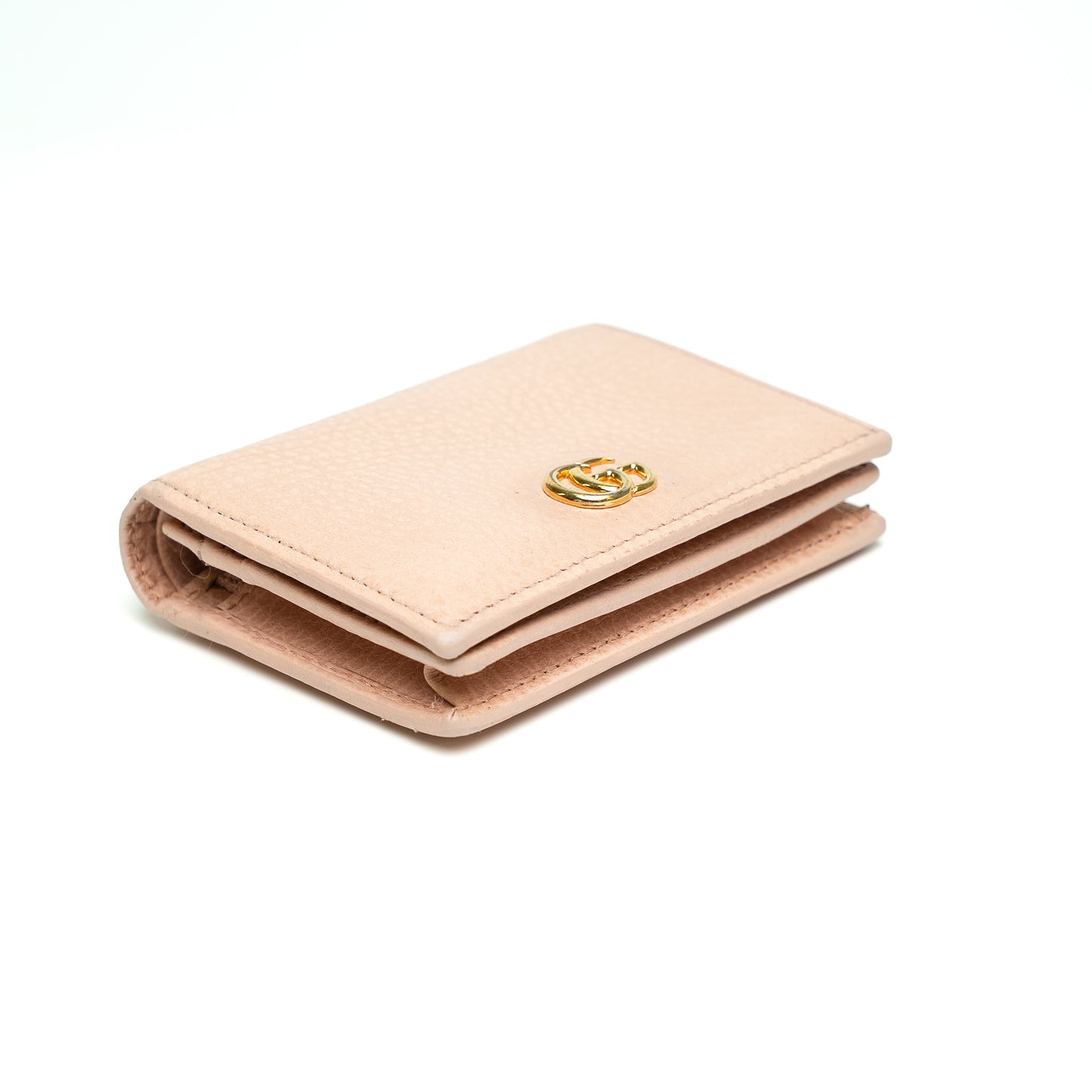 Gucci GG Pebbled Leather Nude Pink Bifold Wallet