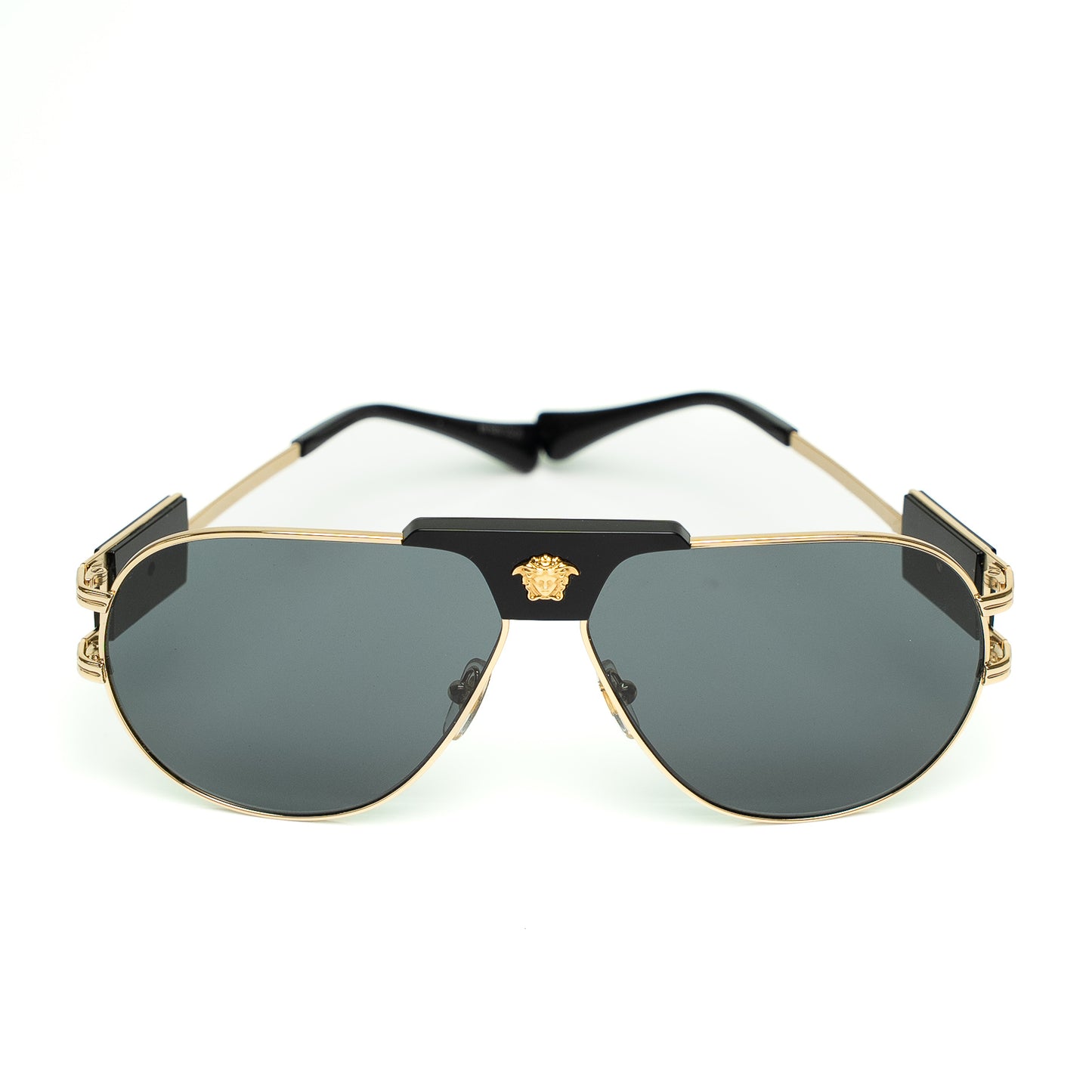 Versace Gold-Tone Aviator Medusa Sunglasses