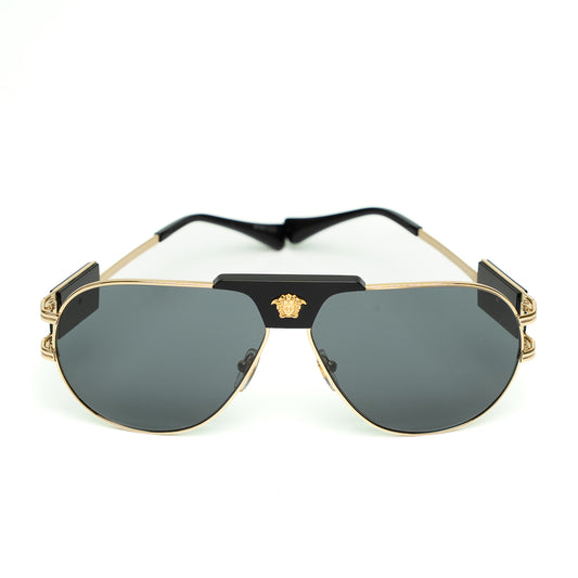 Versace Gold-Tone Aviator Medusa Sunglasses