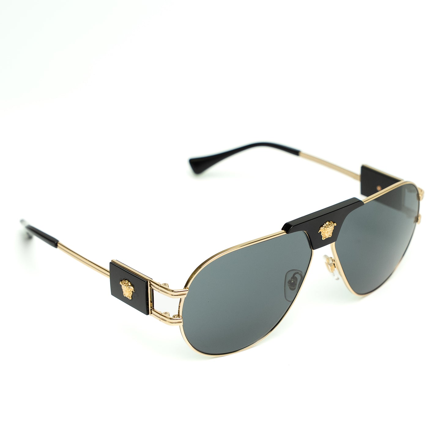 Versace Gold-Tone Aviator Medusa Sunglasses