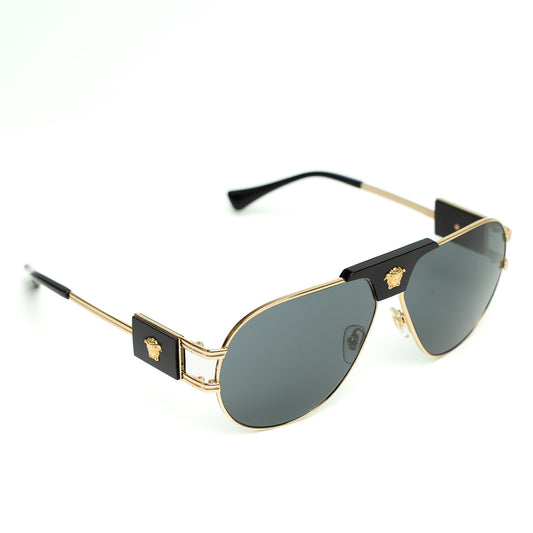 Versace Gold-Tone Aviator Medusa Sunglasses