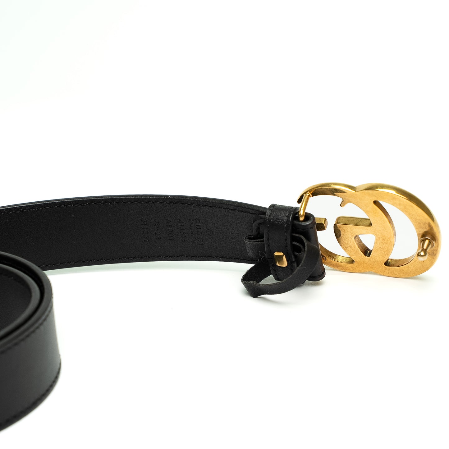 Gucci Black Leather Gold GG Belt