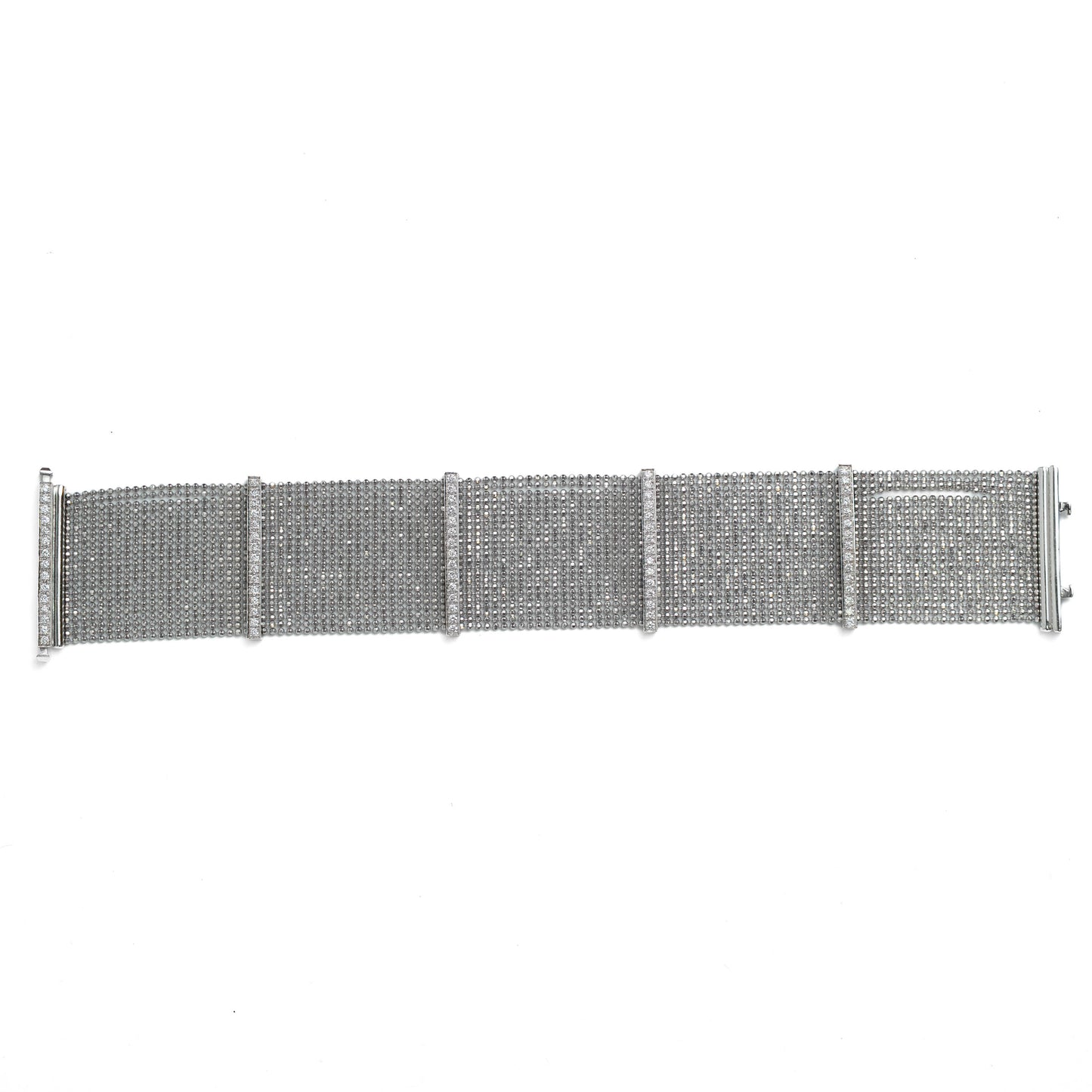 18ct White Gold Diamond Mesh Bracelet