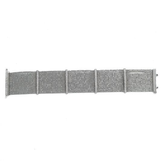 18ct White Gold Diamond Mesh Bracelet