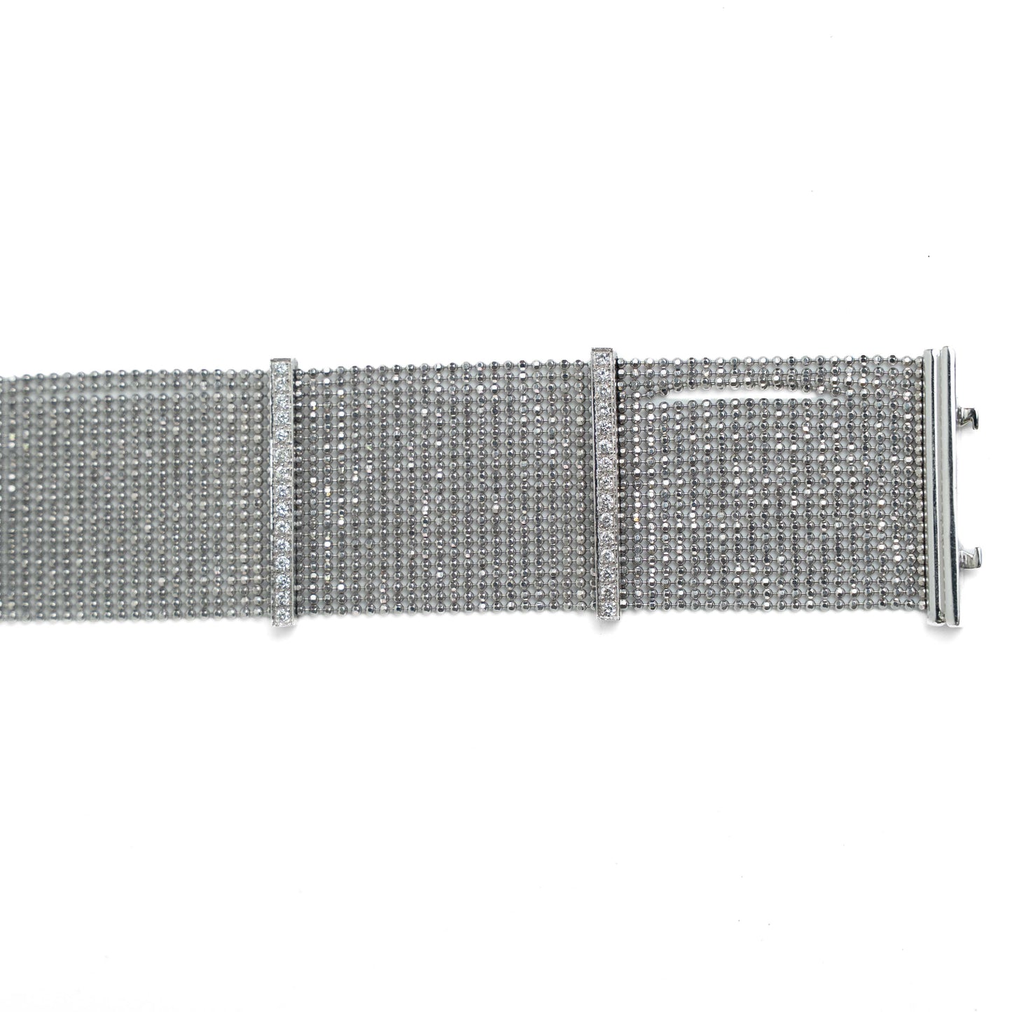 18ct White Gold Diamond Mesh Bracelet