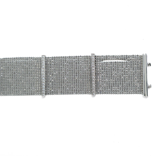 18ct White Gold Diamond Mesh Bracelet