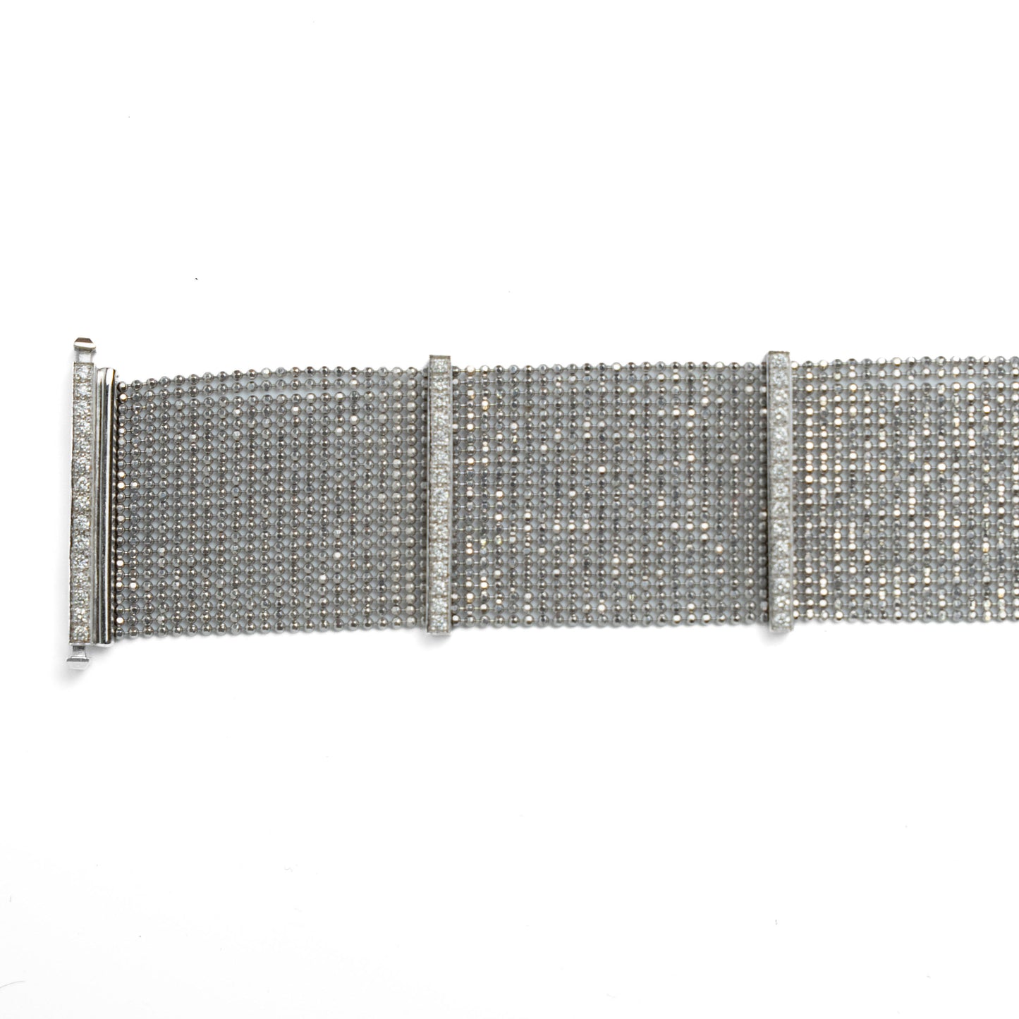 18ct White Gold Diamond Mesh Bracelet
