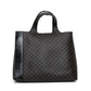 Celine Triomphe Canvas Black Leather Tote Bag