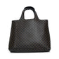 Celine Triomphe Canvas Black Leather Tote Bag