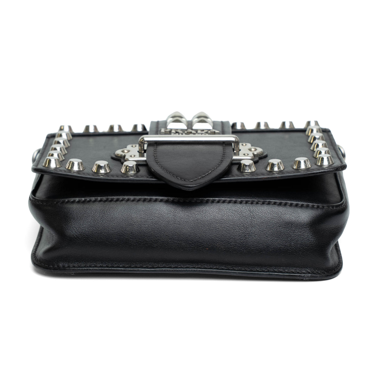 Prada Studded Black Leather Chain Shoulder Bag