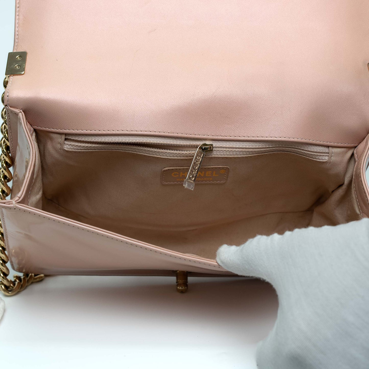 Chanel Boy Light Pink Patent Bag