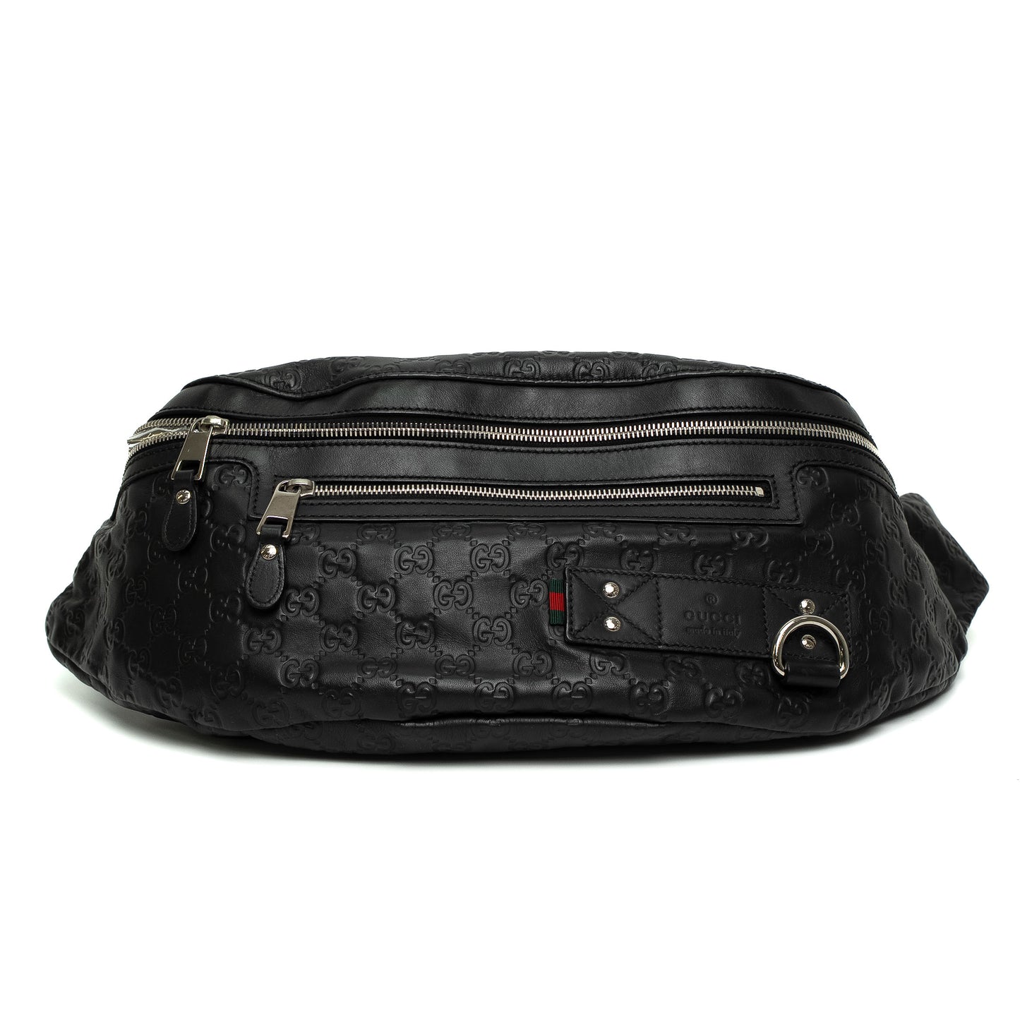 Gucci GG Ssima Black Leather Waist Crossbody Bag