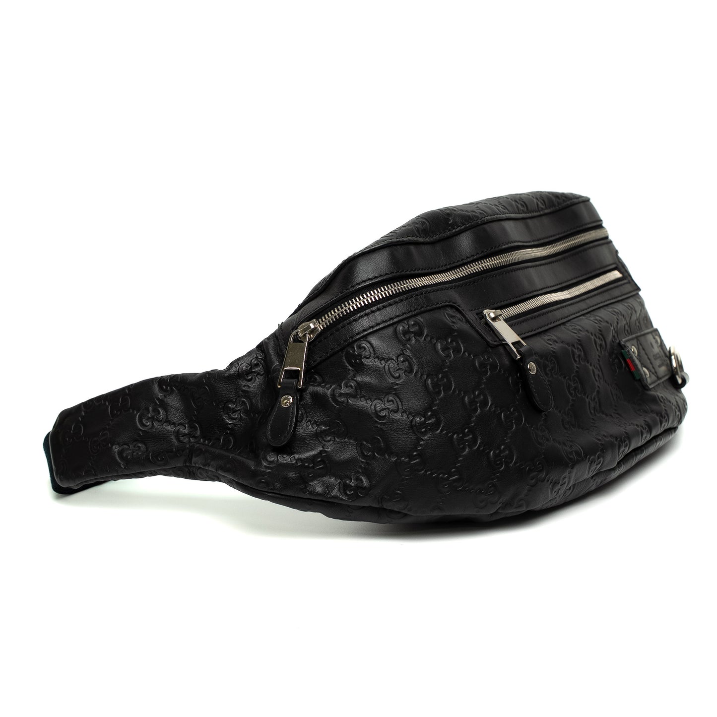 Gucci GG Ssima Black Leather Waist Crossbody Bag