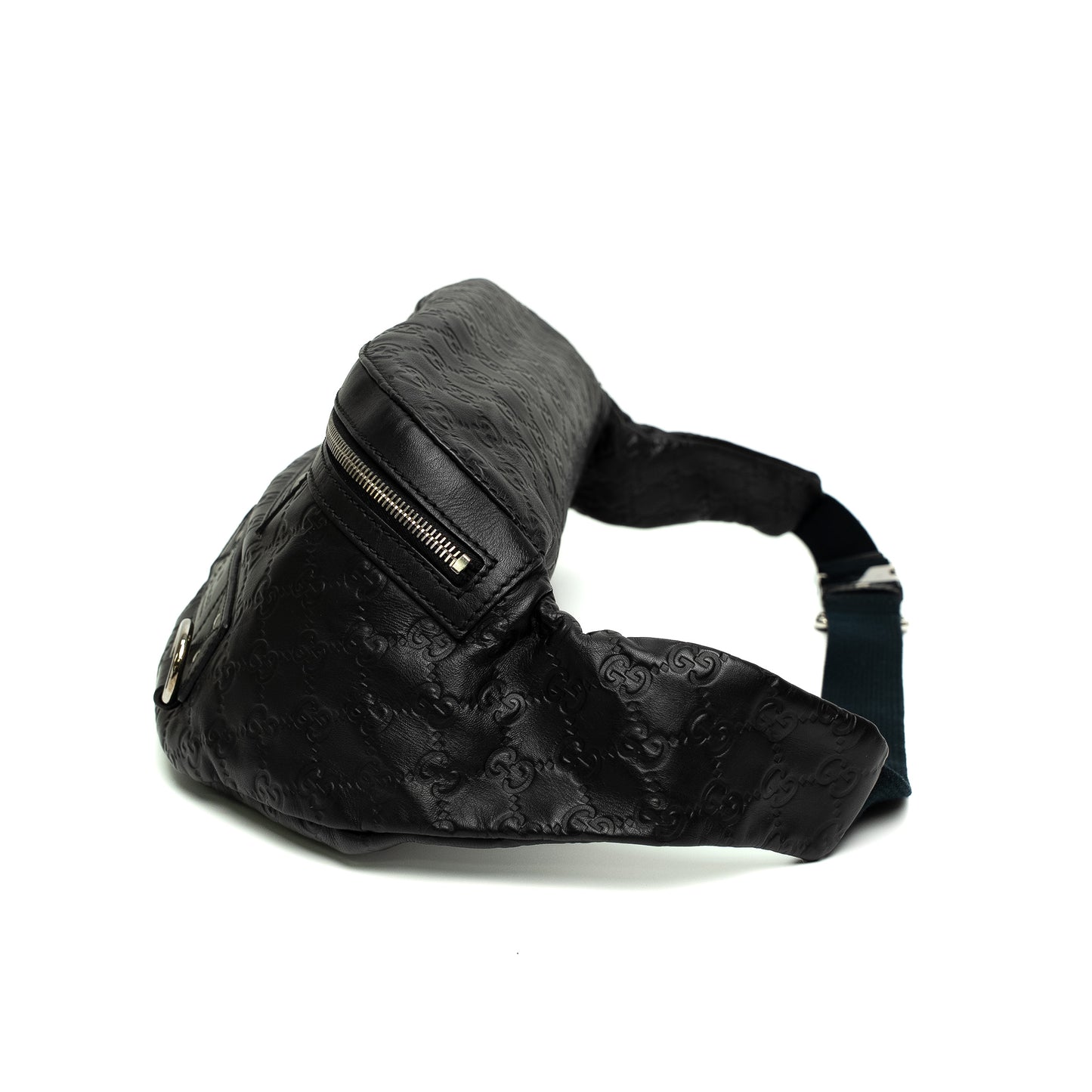 Gucci GG Ssima Black Leather Waist Crossbody Bag