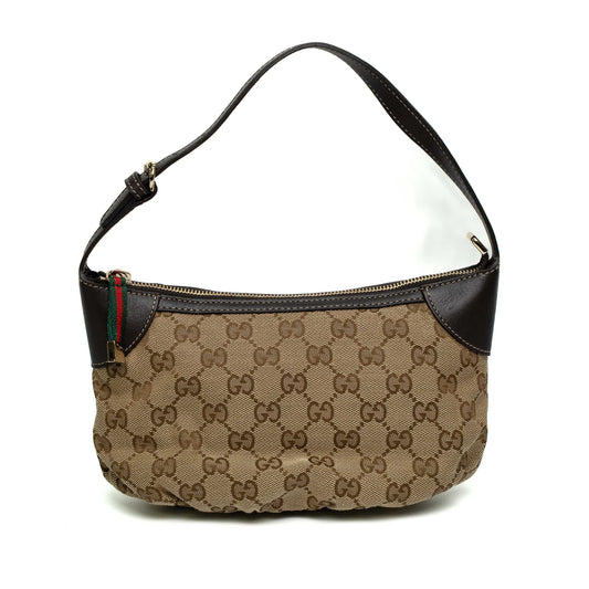 Gucci GG Canvas Beige Ebony Small Pochette Bag