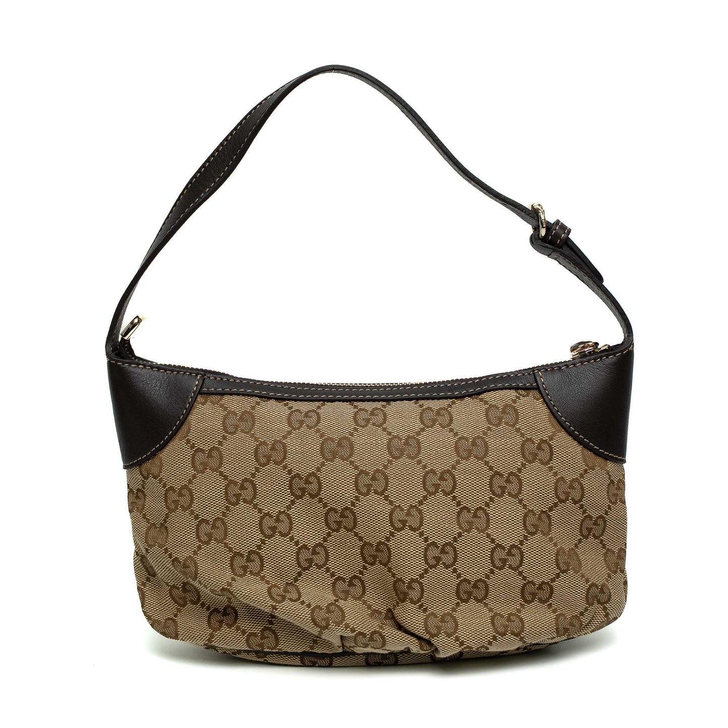 Gucci GG Canvas Beige Ebony Small Pochette Bag