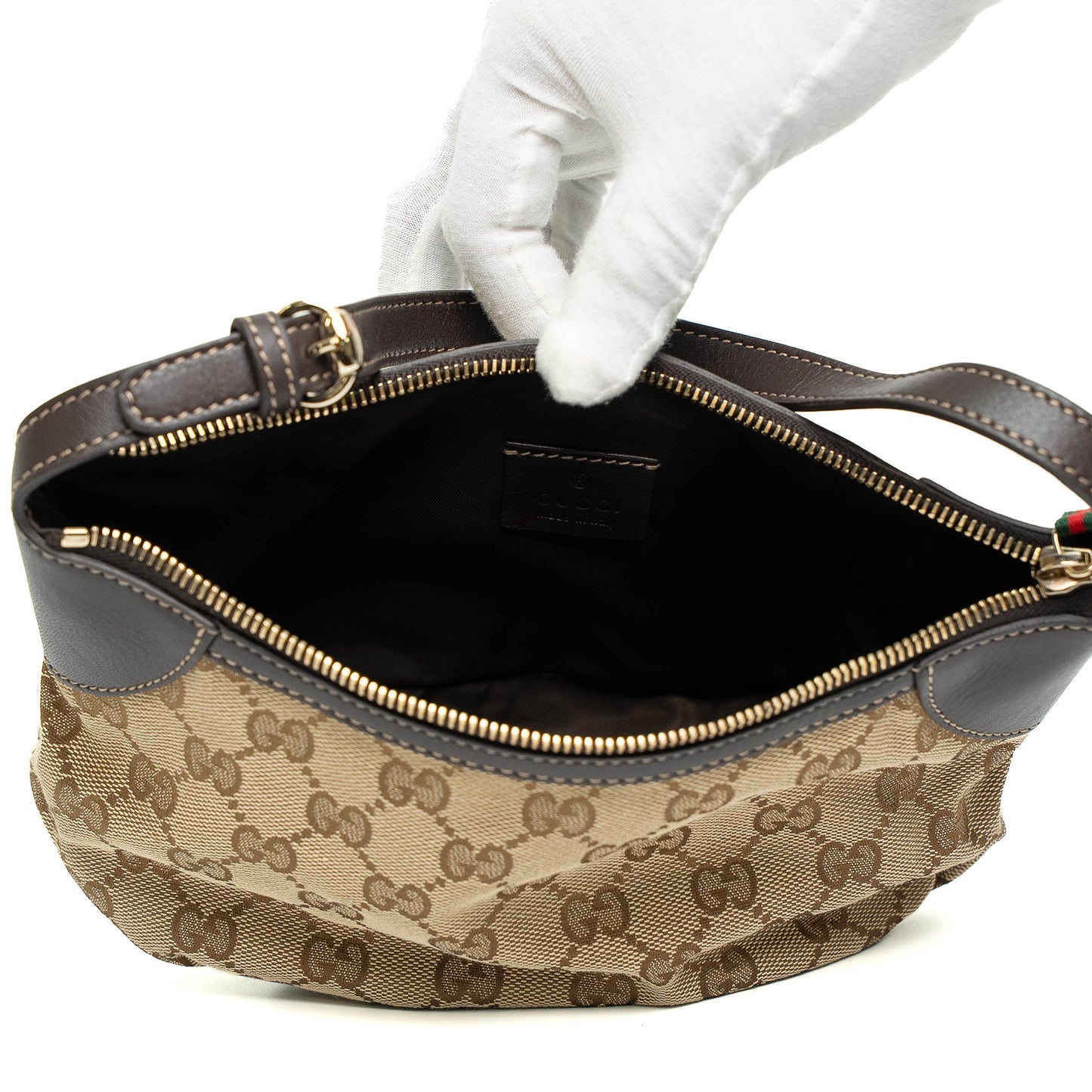 Gucci GG Canvas Beige Ebony Small Pochette Bag