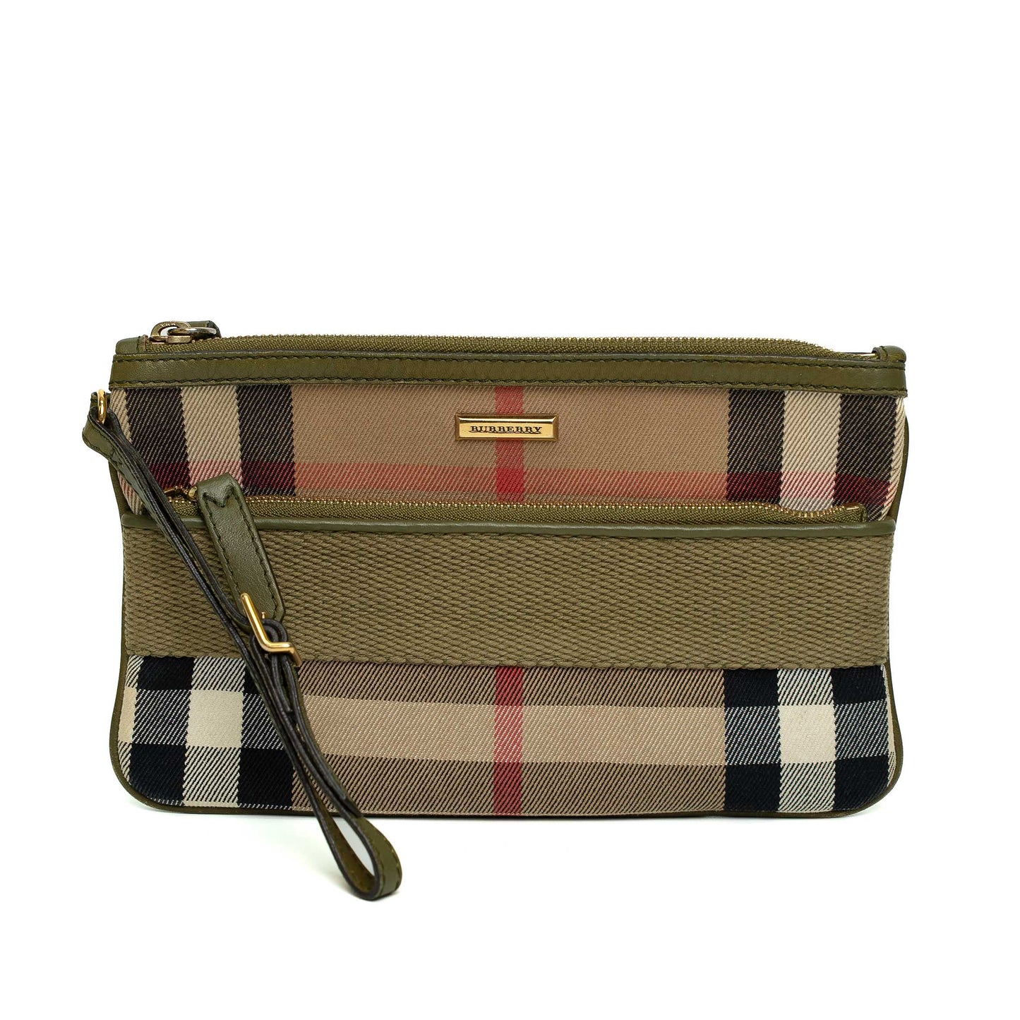 Burberry Check Canvas Wristlet Clutch Bag