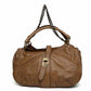 Burberry Brown Leather Chain Shoulder Bag Turn Lock