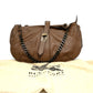 Burberry Brown Leather Chain Shoulder Bag Turn Lock