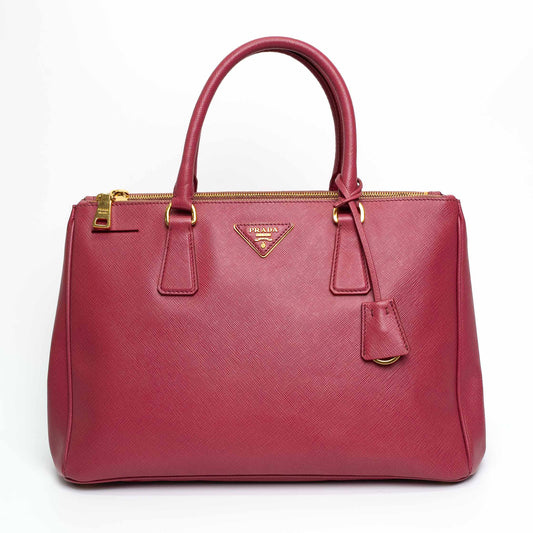 Prada Saffiano Lux Galleria Burgundy Leather Tote Bag