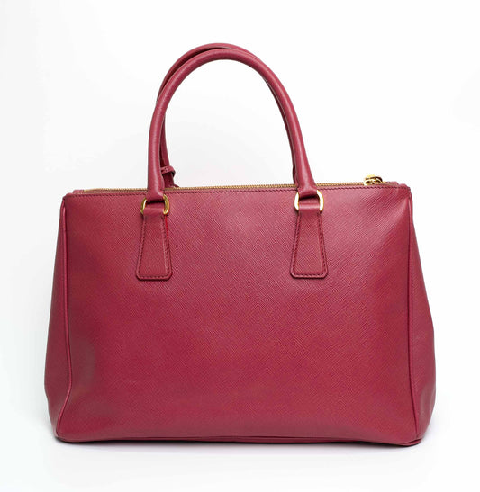 Prada Saffiano Lux Galleria Burgundy Leather Tote Bag