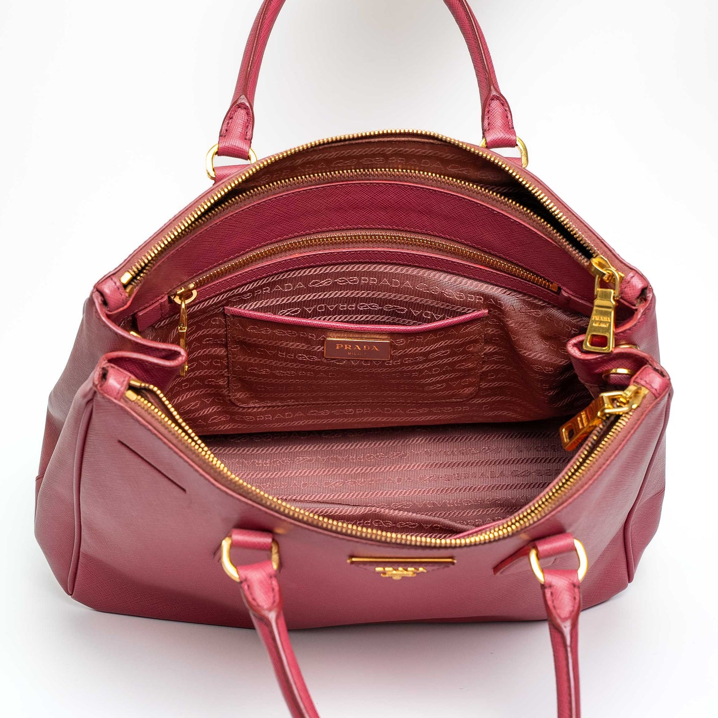 Prada Saffiano Lux Galleria Burgundy Leather Tote Bag