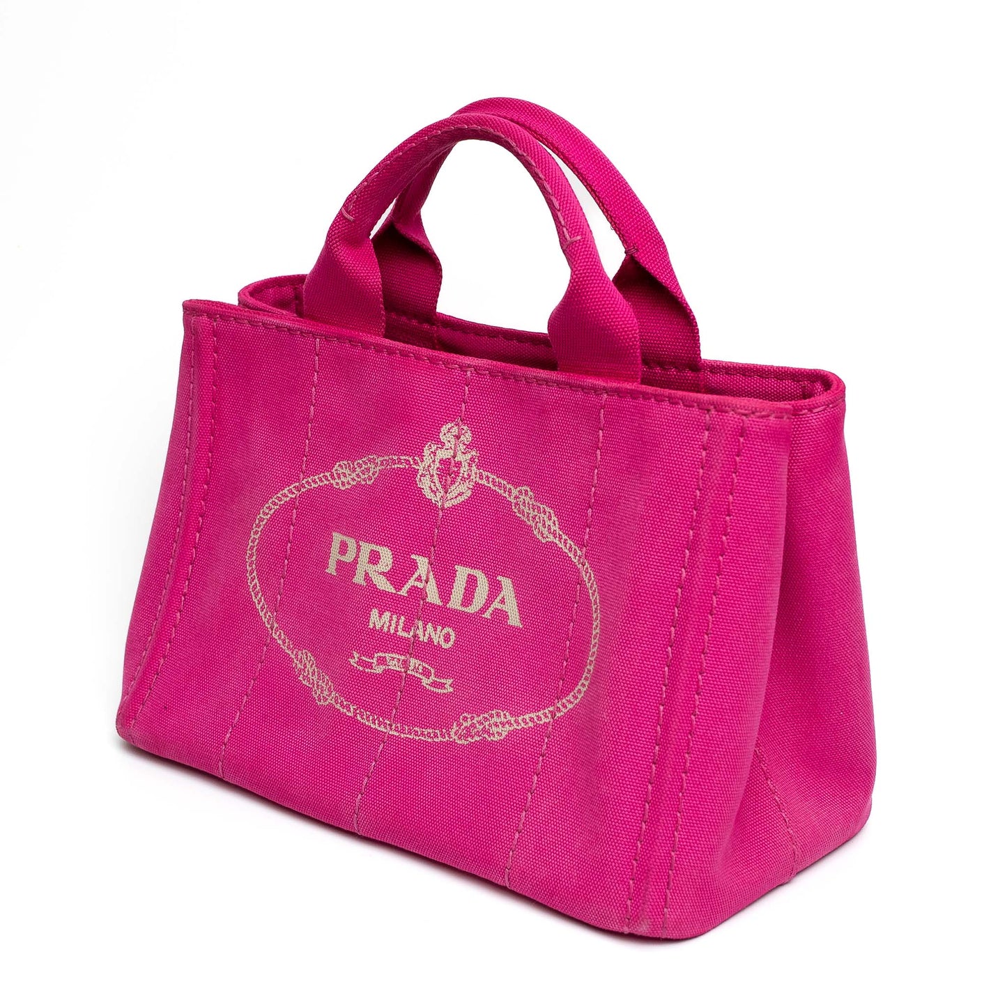 Prada Canvas Tote Pink Open Top Bag