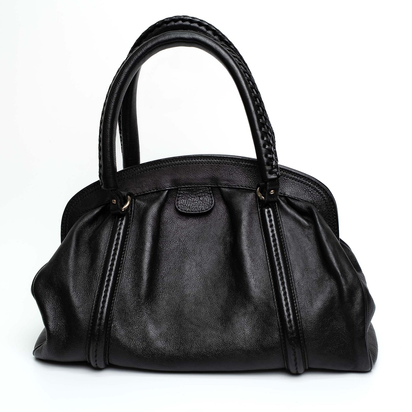 Dior Black Leather Framed Top Handle Shoulder Bag