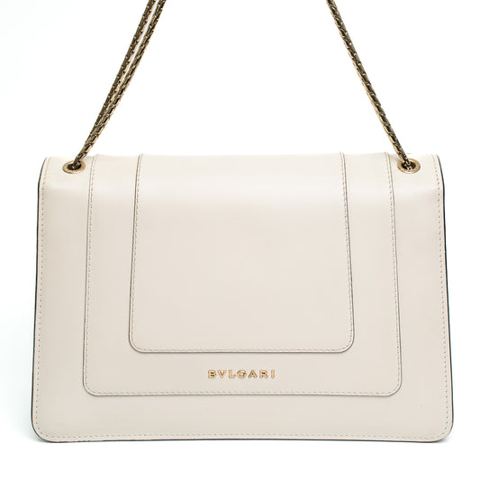 Bvlgari Serpenti Forever Medium White Leather Chain Bag