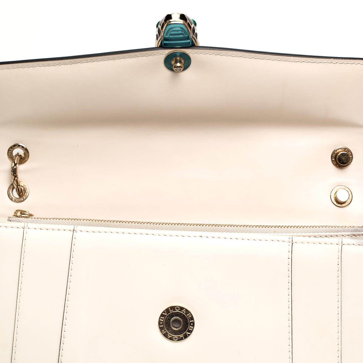 Bvlgari Serpenti Forever Medium White Leather Chain Bag