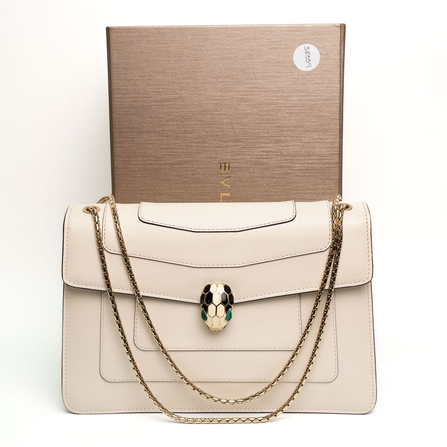 Bvlgari Serpenti Forever Medium White Leather Chain Bag