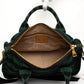 Prada Canvas Striped Green Black Top Handle Tote