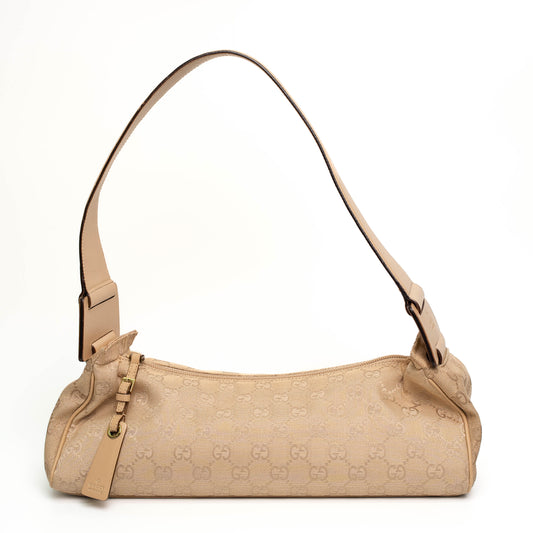 Gucci GG Beige Monogram Canvas Shoulder Bag
