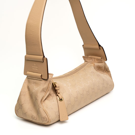 Gucci GG Beige Monogram Canvas Shoulder Bag