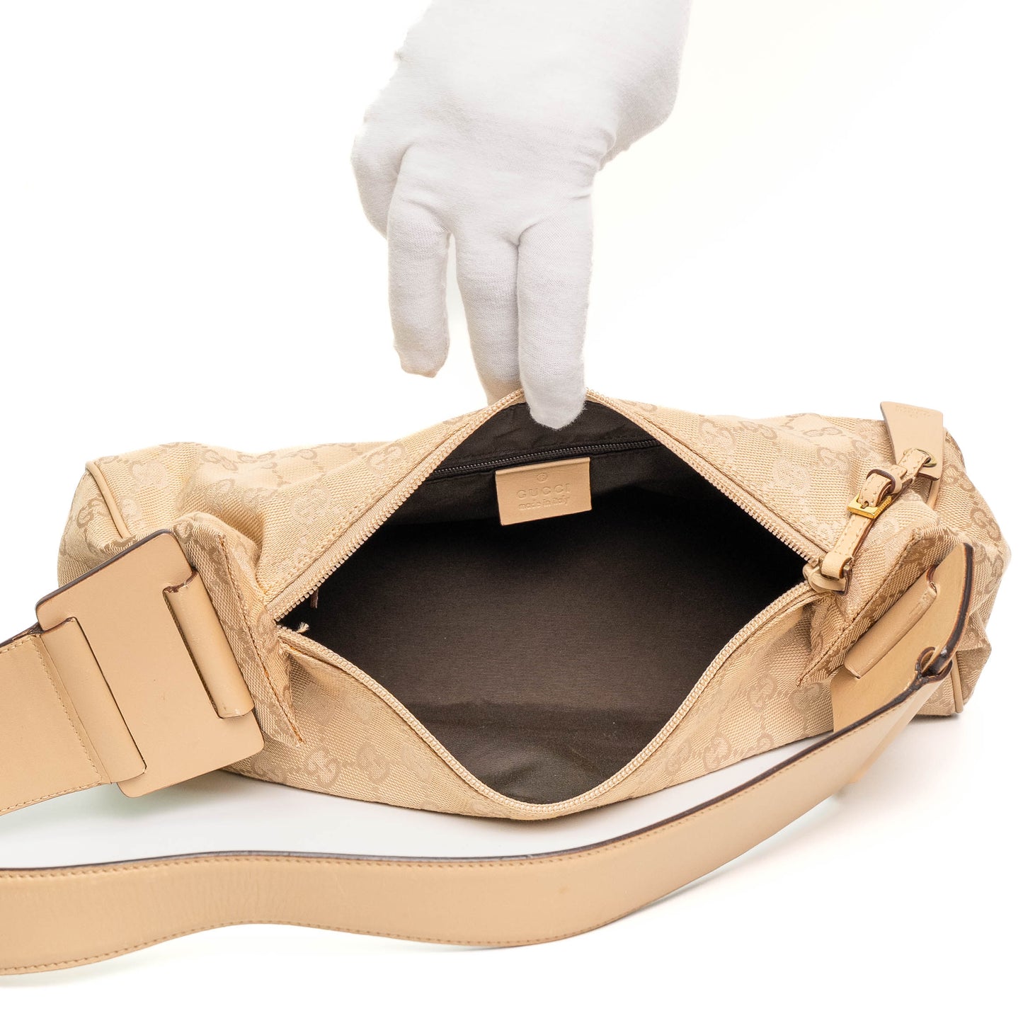 Gucci GG Beige Monogram Canvas Shoulder Bag