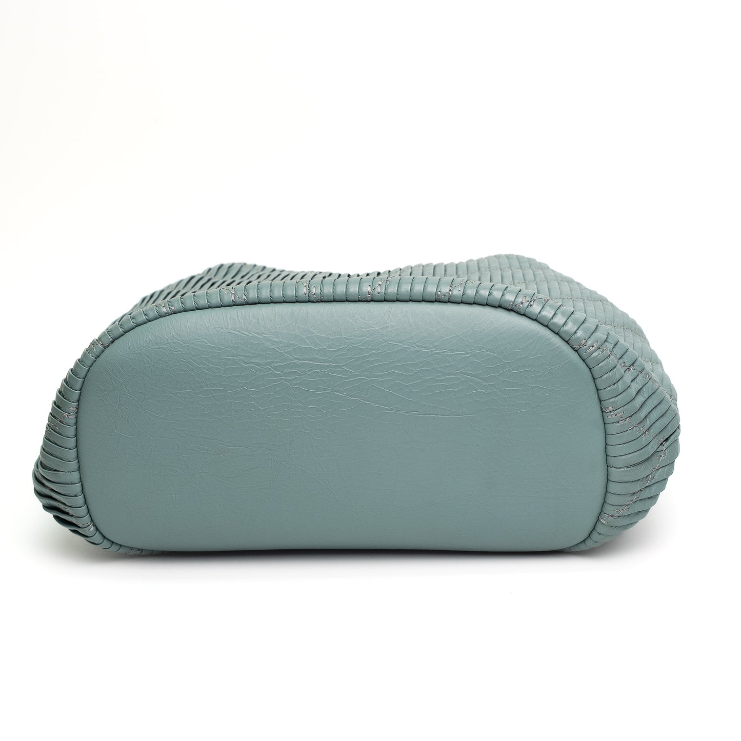 Chanel Pleated Drawstring Bucket Bag Mint Blue