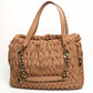 Bvlgari Willow Beige Pleated Leather Drawstring Tote Bag