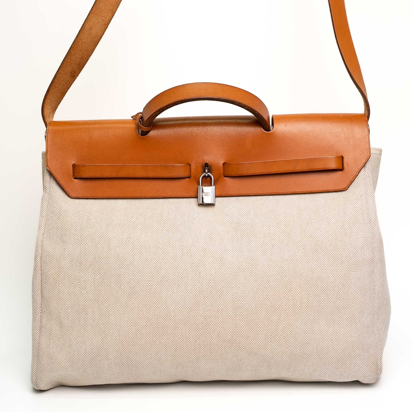 Hermès Herbag Messenger Canvas Leather Shoulder Travel Bag