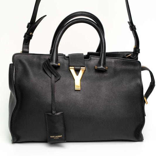 Saint Laurent Y Cabas Black Leather Top Handle Shoulder Bag