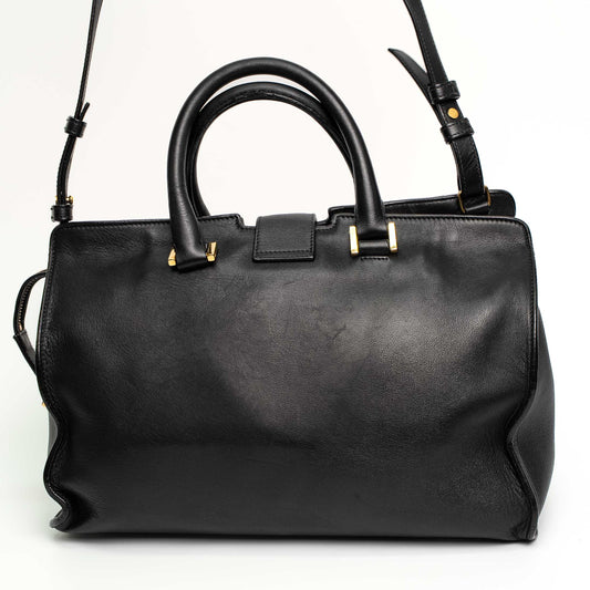 Saint Laurent Y Cabas Black Leather Top Handle Shoulder Bag