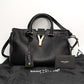 Saint Laurent Y Cabas Black Leather Top Handle Shoulder Bag