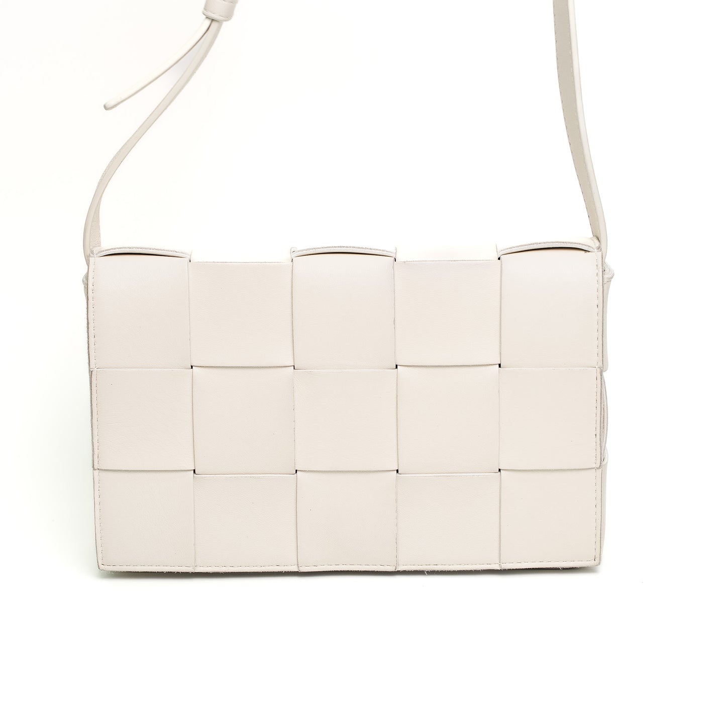 Bottega Veneta White Intrecciato Leather Crossbody Shoulder Bag