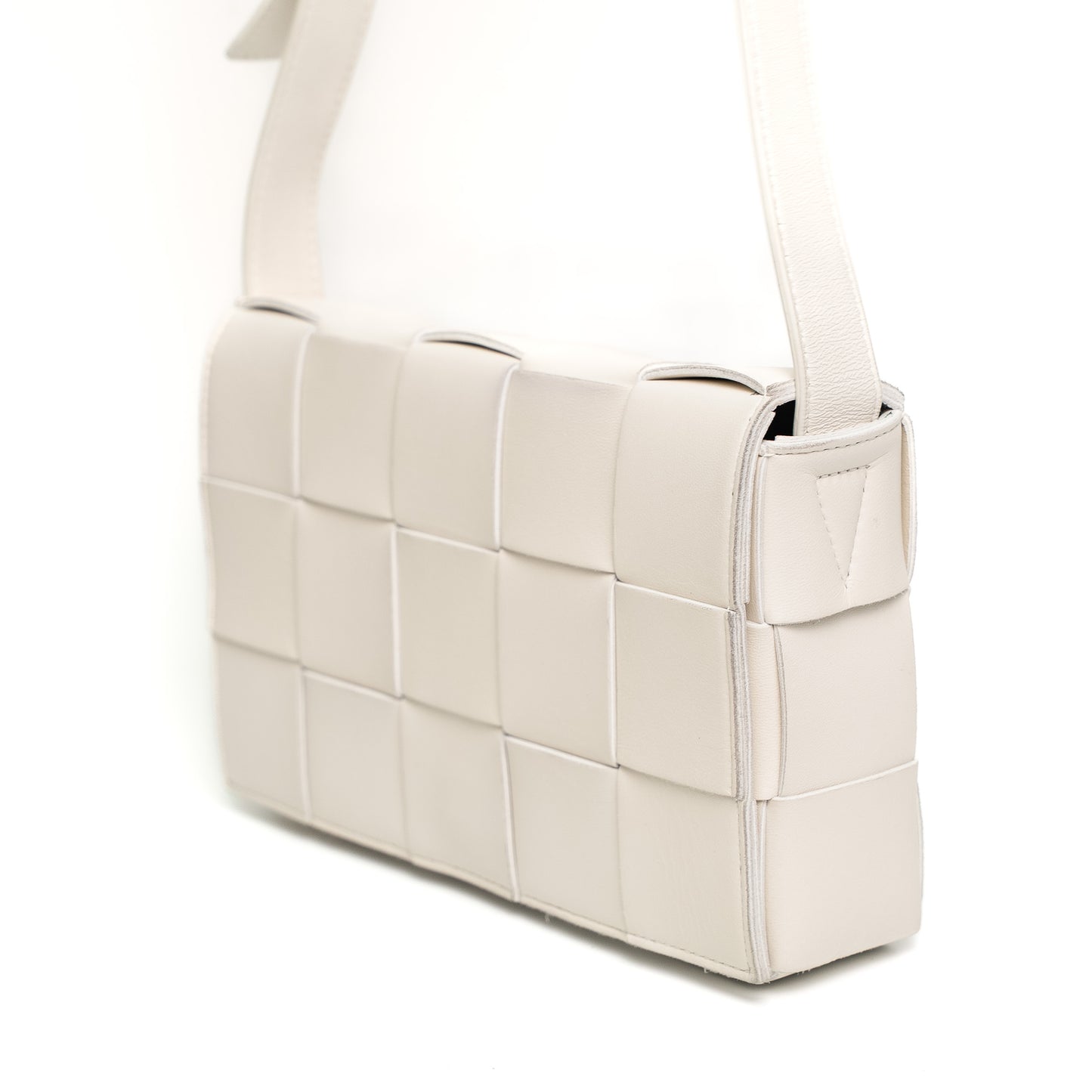 Bottega Veneta White Intrecciato Leather Crossbody Shoulder Bag