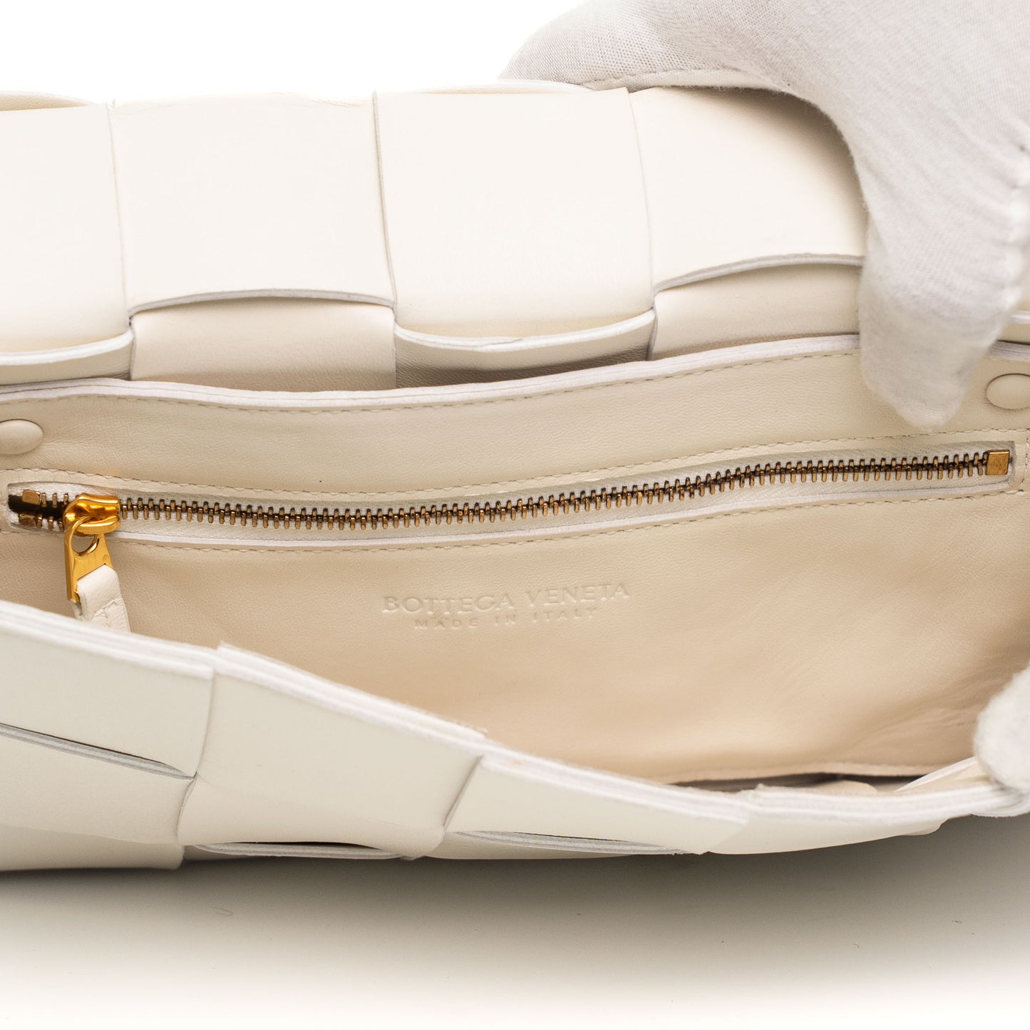 Bottega Veneta White Intrecciato Leather Crossbody Shoulder Bag